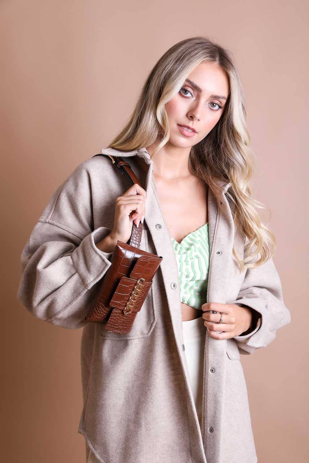 🐊 Chic Croc-Embossed Faux Leather Belt Bag
