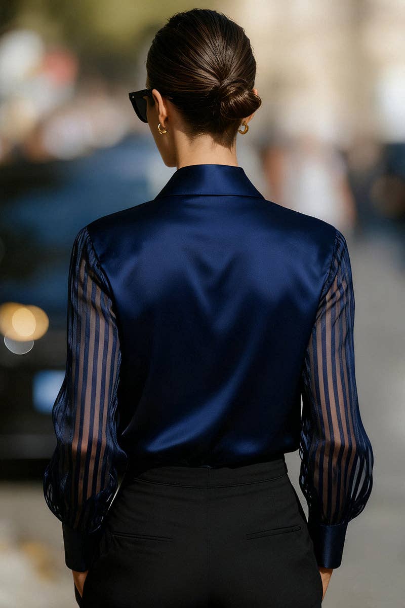 Elegant Sheer Sleeve Blouse
