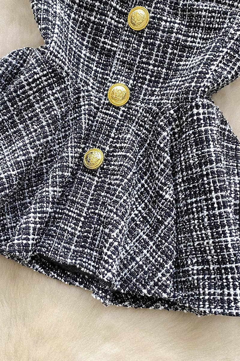 Buttoned Peplum Halter Top