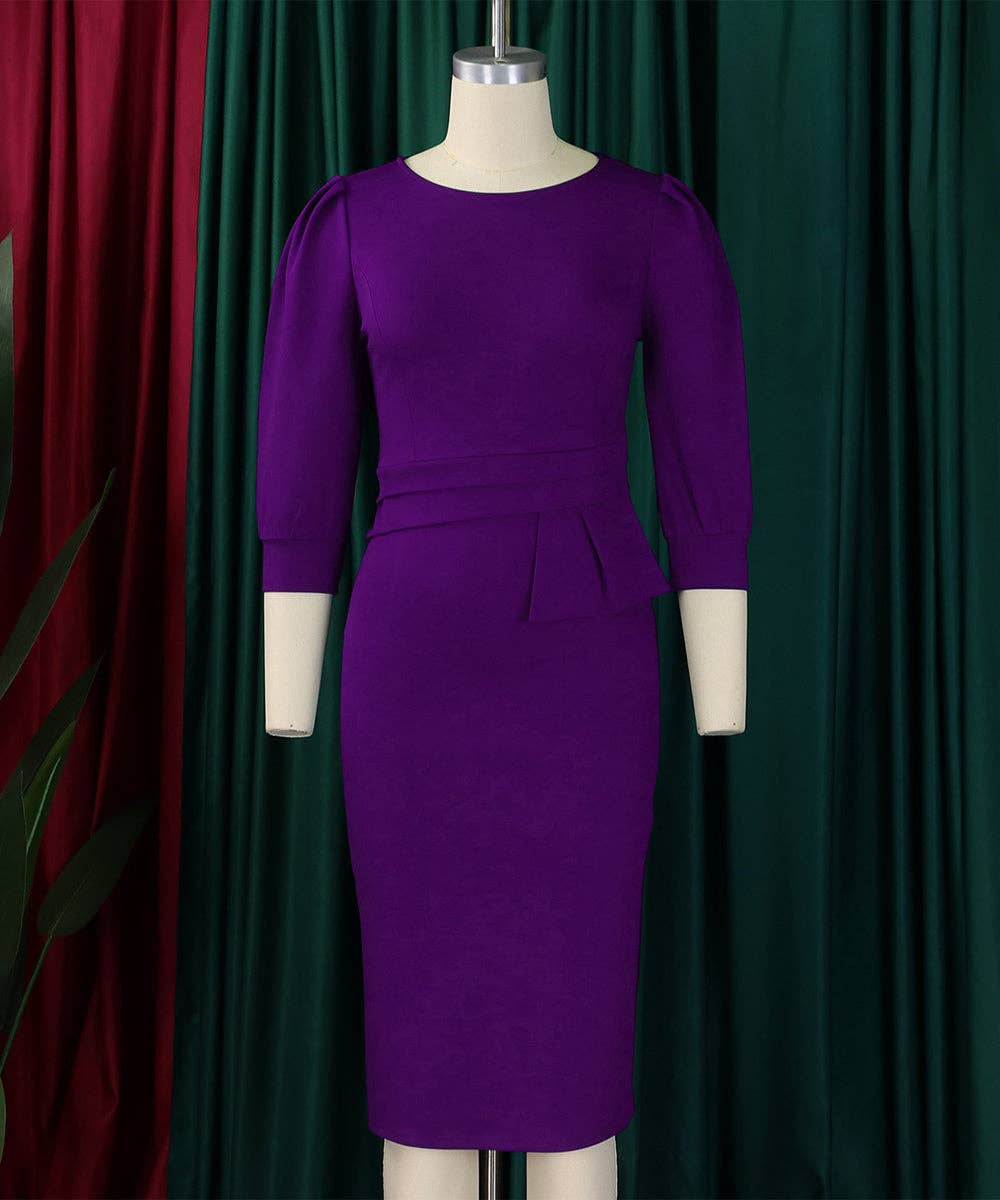 Round Neck Bodycon Midi Dress