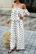 NINEXIS - CWSTB01204_CASUAL POLKA DOT OFF-SHOULDER TOP AND PANTS SET