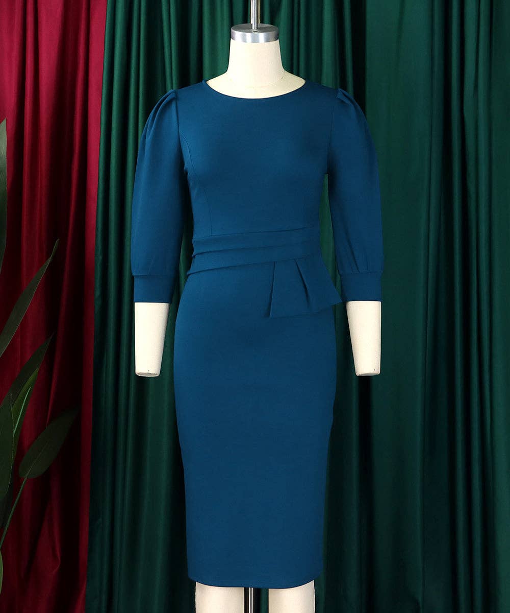 Round Neck Bodycon Midi Dress
