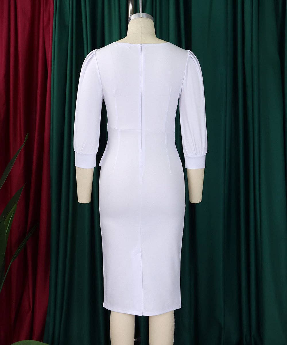 Round Neck Bodycon Midi Dress