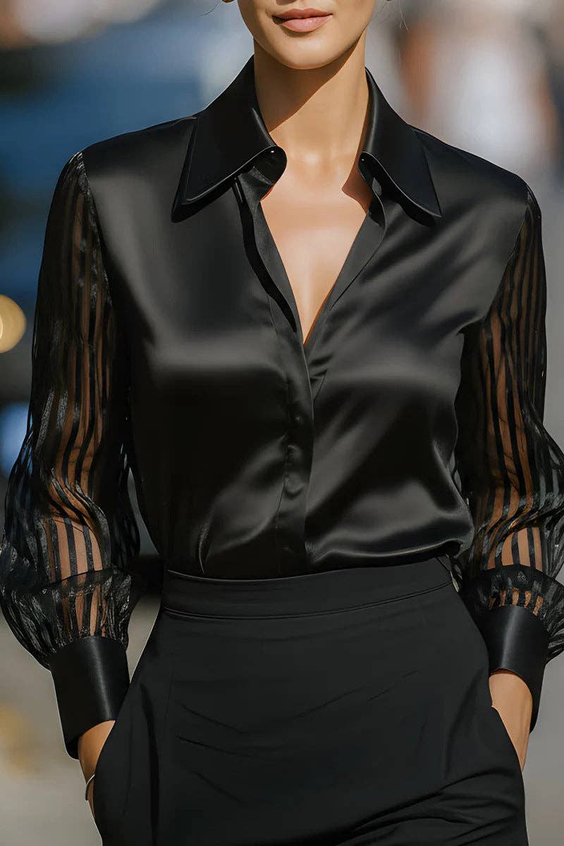 Elegant Sheer Sleeve Blouse