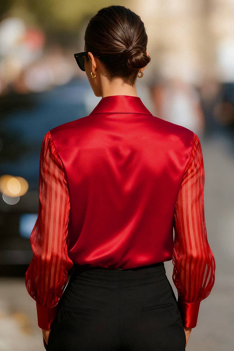 Elegant Sheer Sleeve Blouse