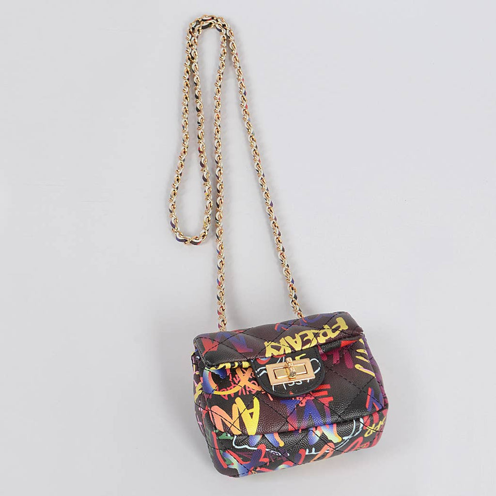 Multi Graffiti Quilted Mini Bag