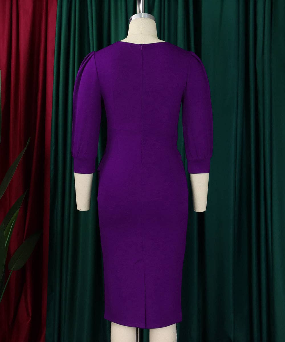Round Neck Bodycon Midi Dress