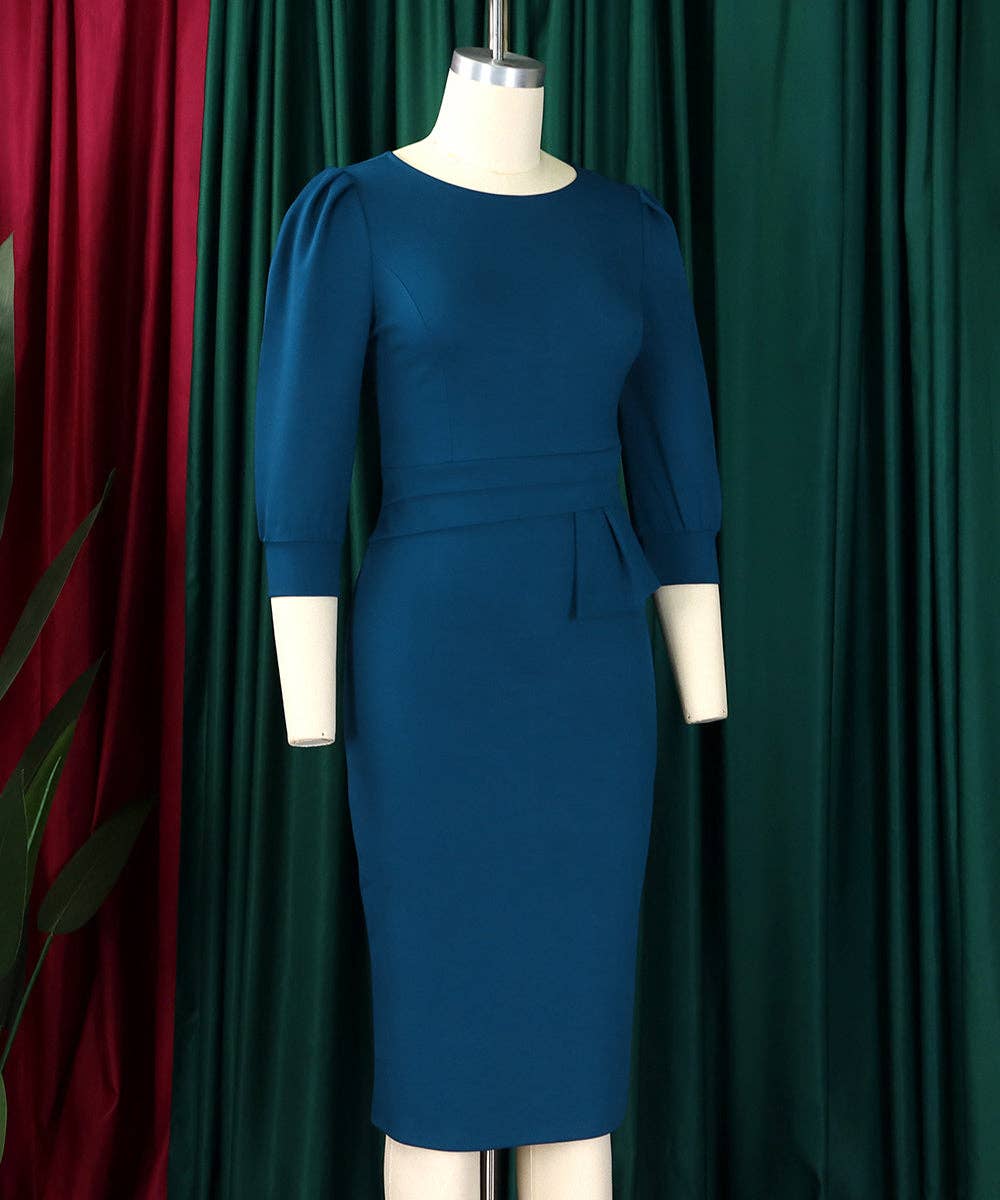 Round Neck Bodycon Midi Dress