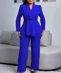 Ruffled Sleeve Wide-Leg Trouser Set