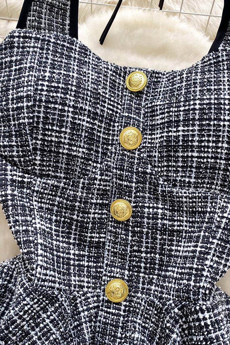 Buttoned Peplum Halter Top