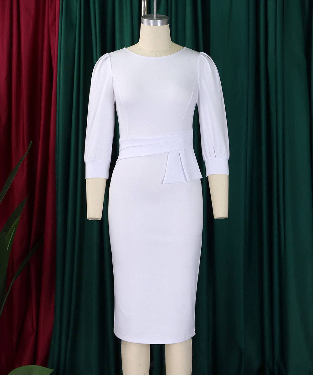 Round Neck Bodycon Midi Dress