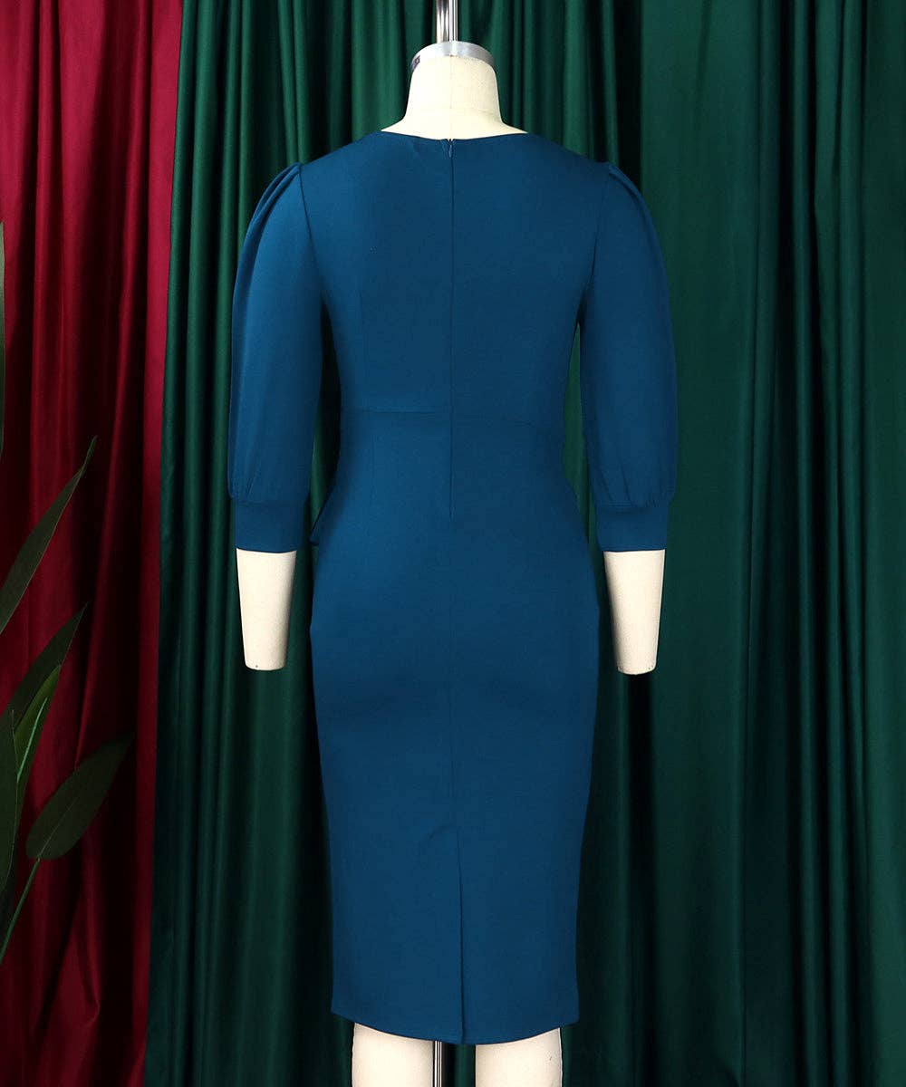 Round Neck Bodycon Midi Dress