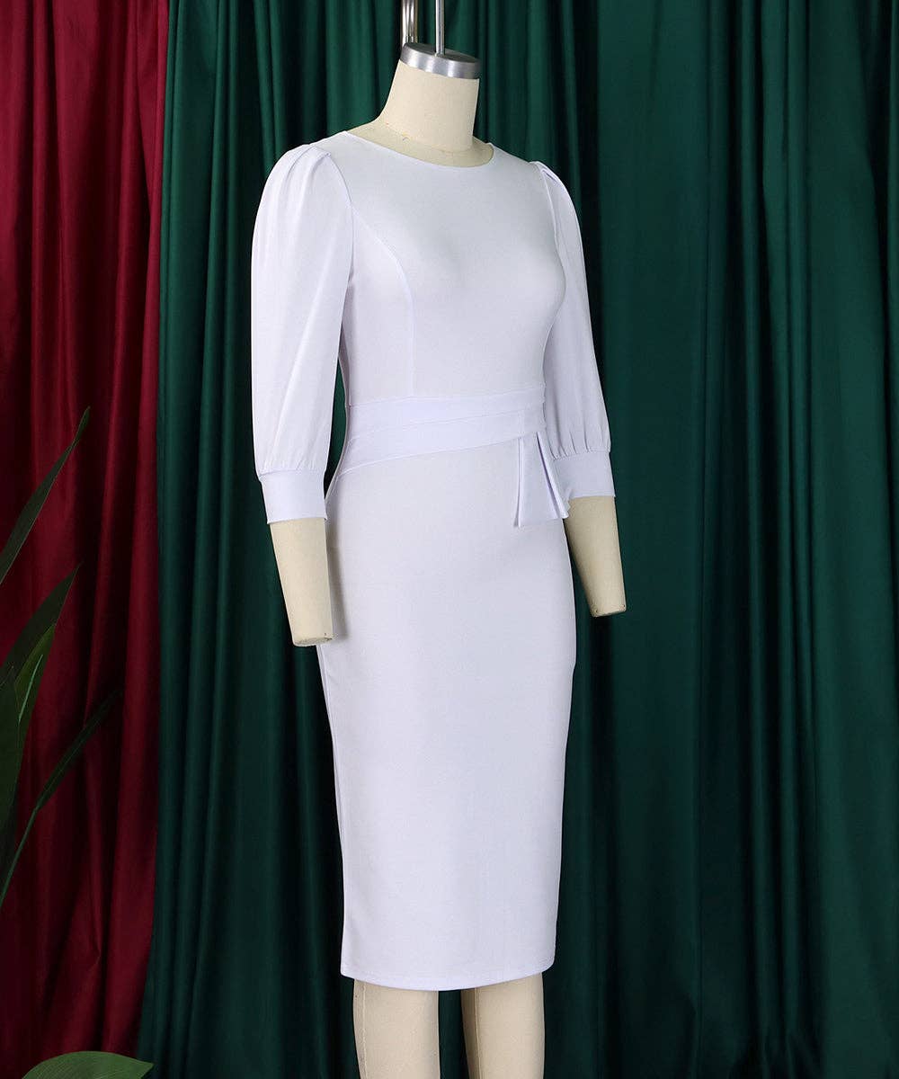Round Neck Bodycon Midi Dress