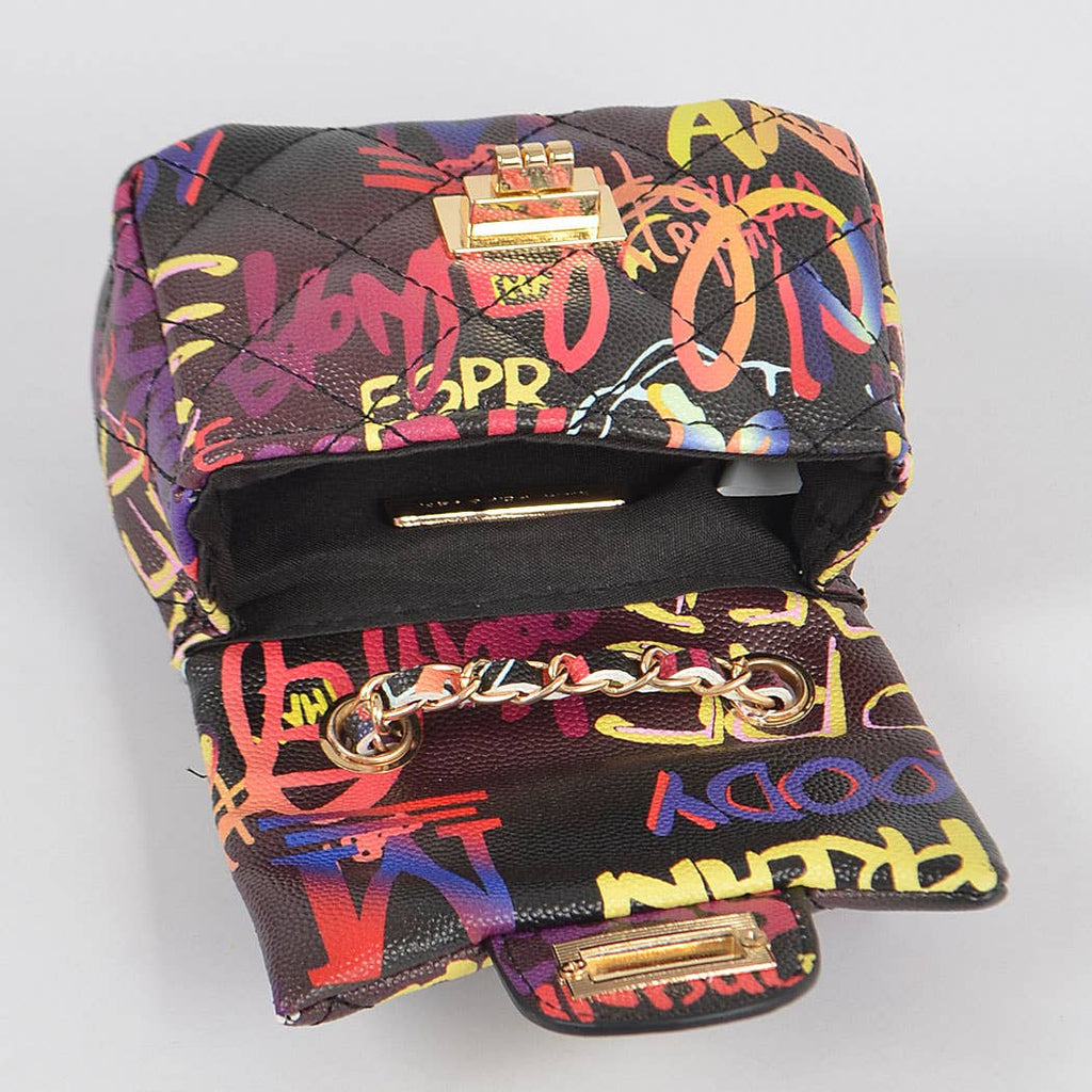 Multi Graffiti Quilted Mini Bag
