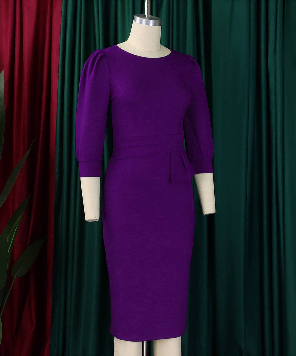 Round Neck Bodycon Midi Dress