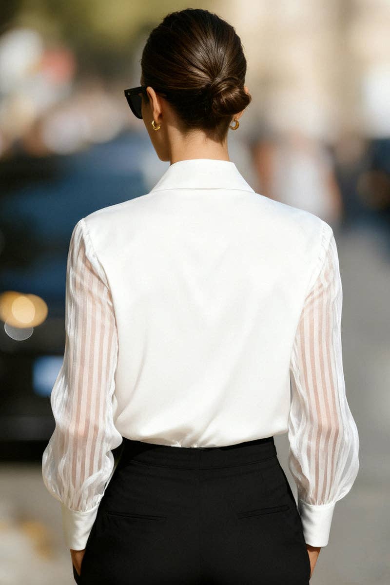 Elegant Sheer Sleeve Blouse
