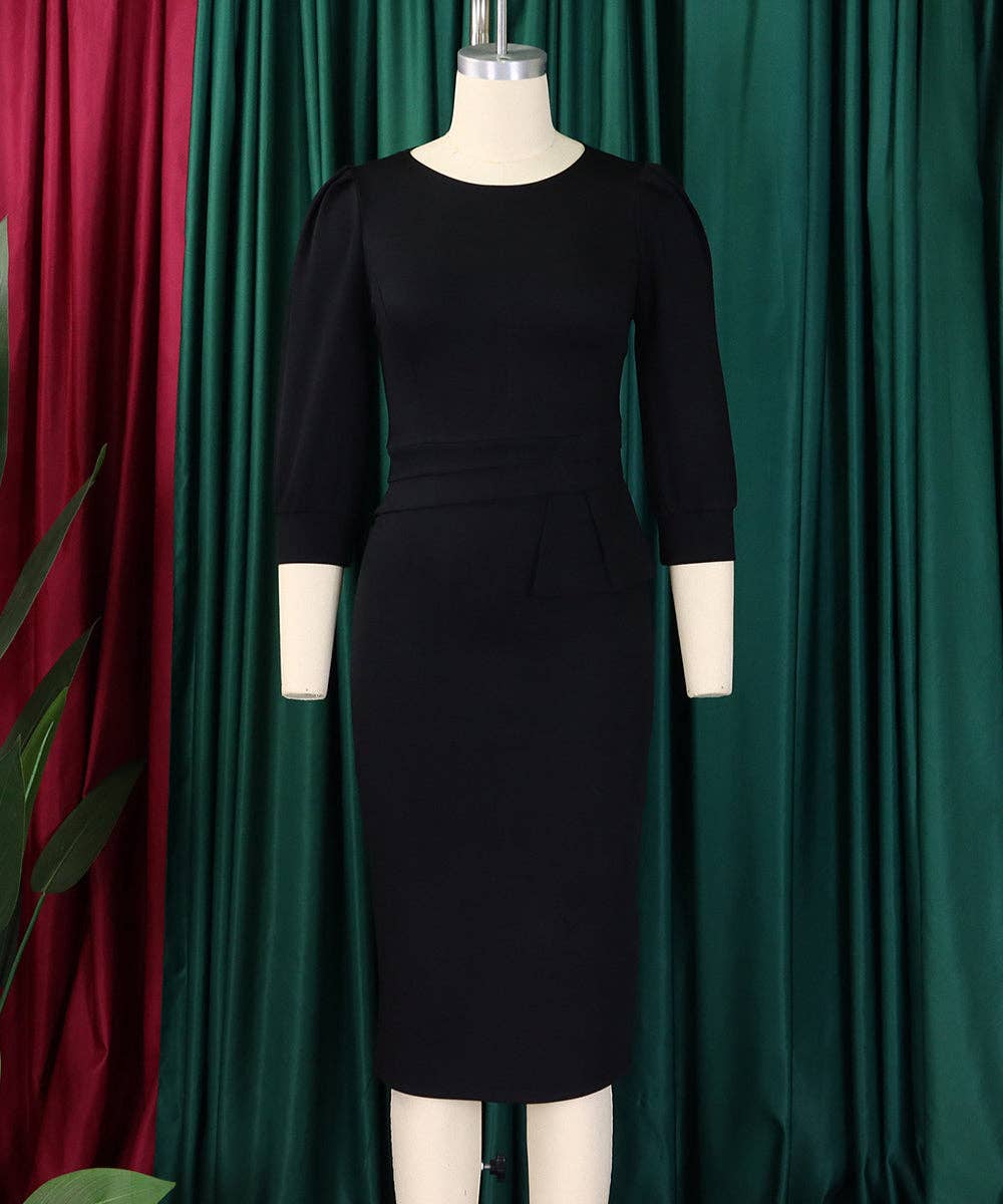 Round Neck Bodycon Midi Dress