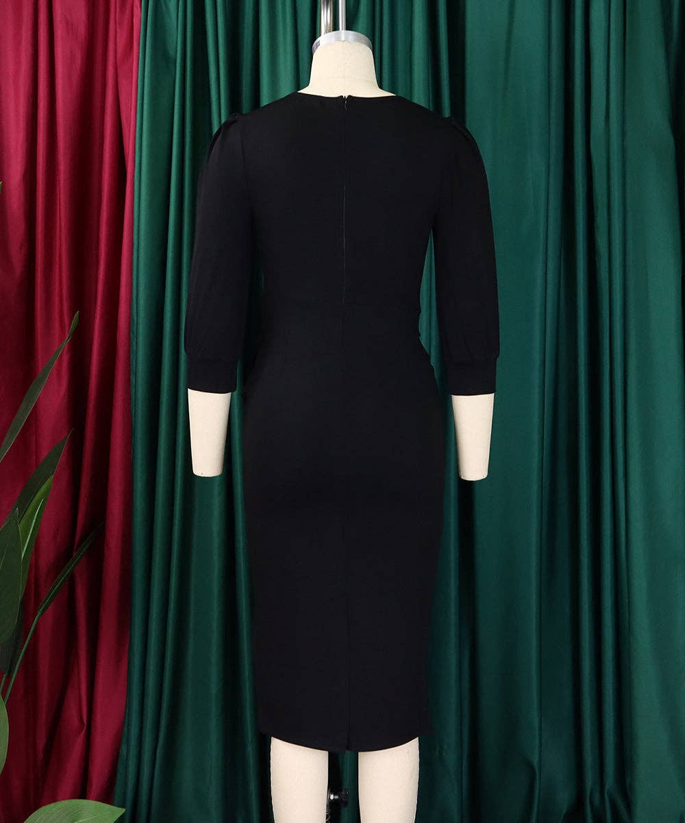 Round Neck Bodycon Midi Dress