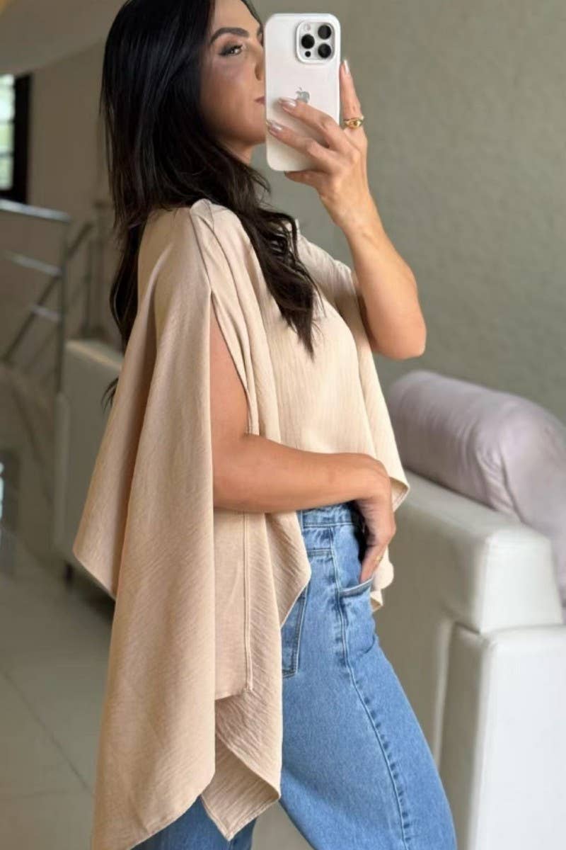 NINEXIS - CWTBLSL0898_OFF SHOULDER LOOSE BATWING SLEEVE SOLID TOP