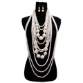 Long Chunky Cream Pearl Layered Necklace Set|20 inches